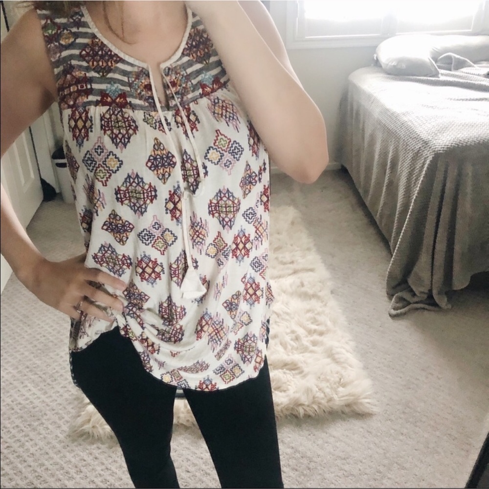 Anthropologie One September Embroidered Top Medium